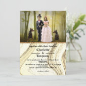 Halloween Skeleton Couple Gothic Wedding Kaart (Staand voorkant)