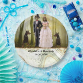 Halloween Skeleton Couple Gothic Wedding Paper Pla Papieren Bordje (Feest)