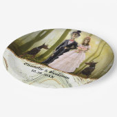 Halloween Skeleton Couple Gothic Wedding Paper Pla Papieren Bordje (Gekanteld)