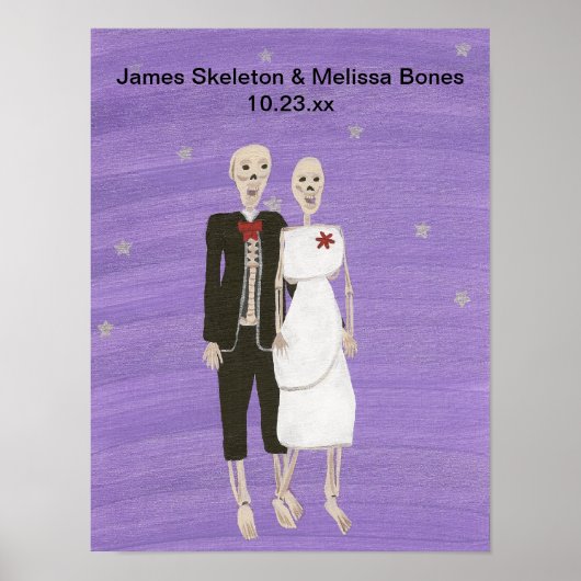 Halloween Skeleton Couple Wedding Poster (Voorkant)