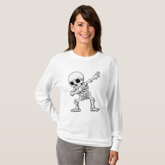 Halloween Skeleton Dabbing T-shirt (Voorkant volledig)