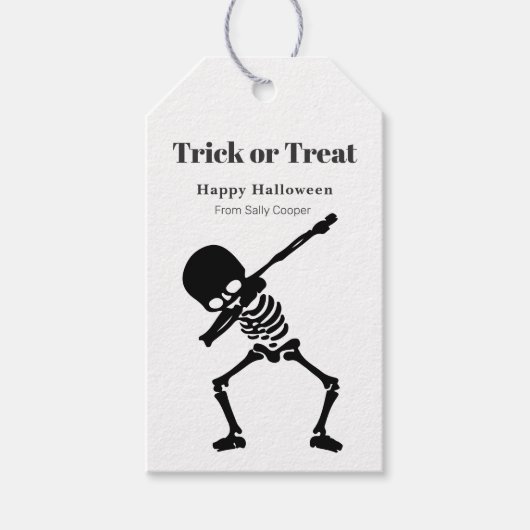 Halloween Skeleton Dabbing Trick or treat Cadeaulabel (Voorkant)