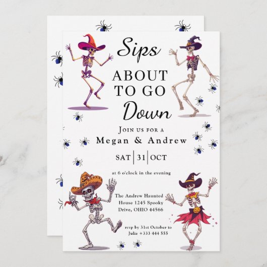 Halloween Skeleton Dance Kaart (Voorkant / Achterkant)