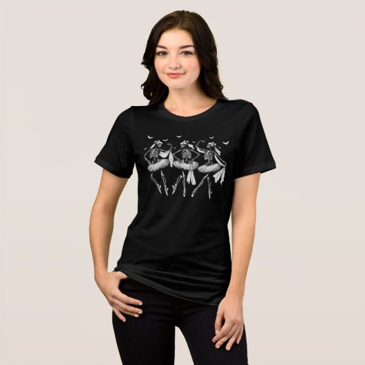 Halloween Skeleton Dancers Tri-Blend Shirt (Voorkant volledig)