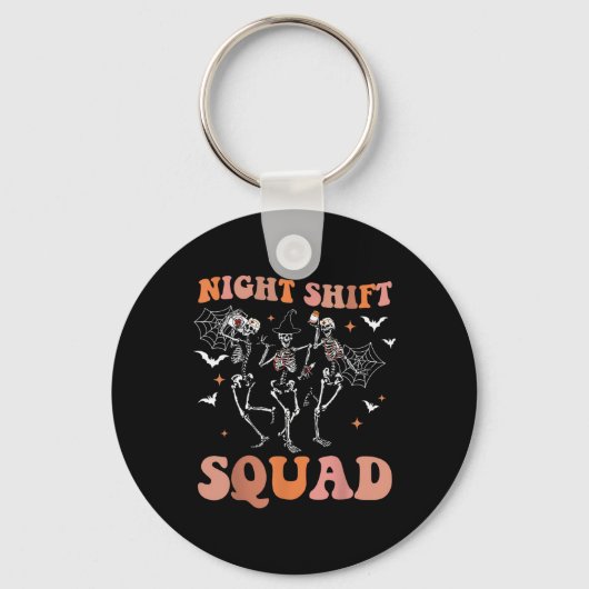 Halloween Skeleton Dancing Nurse Night Squad Shift Sleutelhanger (Voorkant)