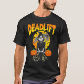 Halloween Skeleton Deadlift Bodybuilder Workout Fi T-shirt (Voorkant)