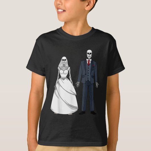 Halloween Skeleton Death Dead Matching Bride & Cam T-shirt (Voorkant)