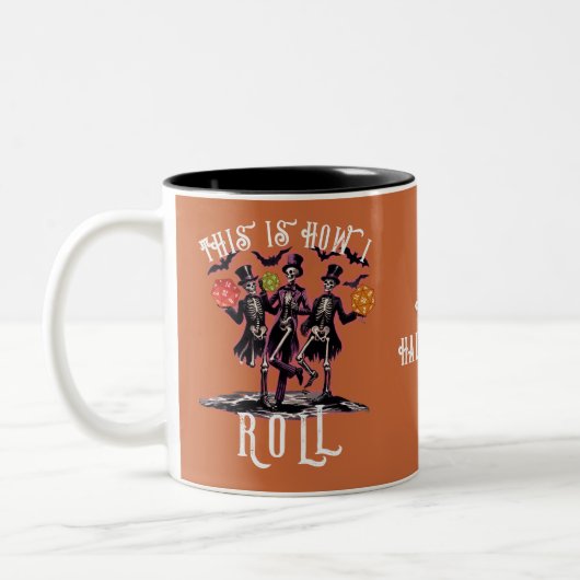 Halloween Skeleton Dit is hoe ik de dobbelsteen va Tweekleurige Koffiemok (Links)