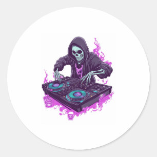 Halloween Skeleton DJ Ronde Sticker