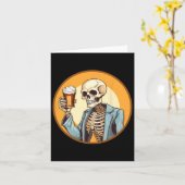 Halloween Skeleton Drink bier Kaart (Gele Bloem)