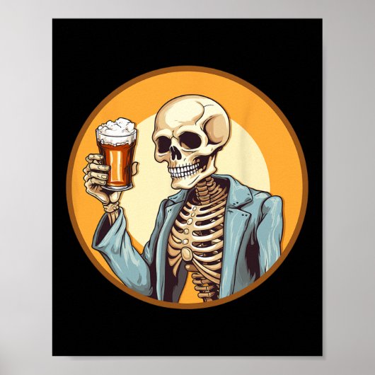 Halloween Skeleton Drink bier Poster (Voorkant)