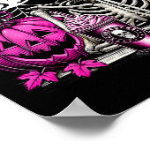 Halloween Skeleton Drink Koffie Roze Coquette B Poster (Hoek)