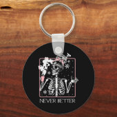 Halloween Skeleton Drink koffiequote Nooit Wedden Sleutelhanger (Voorkant)
