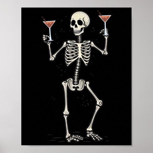 Halloween Skeleton Drink Manhattan Tail Poster (Voorkant)