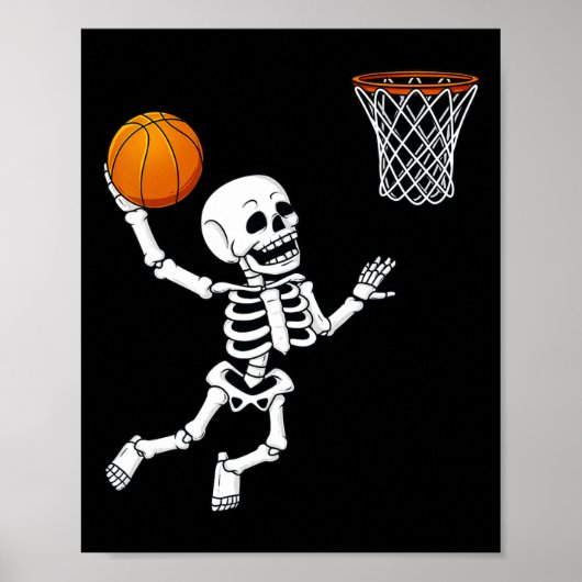 Halloween Skeleton Dunking Basketball Boys Girls K Poster (Voorkant)