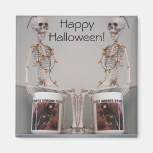 Halloween Skeleton Duo Sterke koffie Ontworpen Magneet