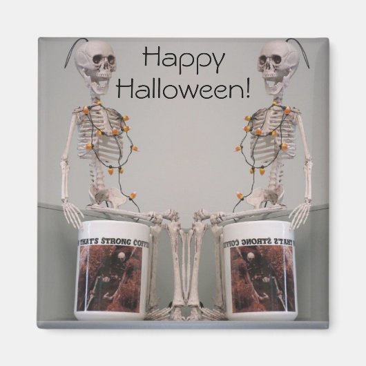 Halloween Skeleton Duo Sterke koffie Ontworpen Magneet (Voorkant)