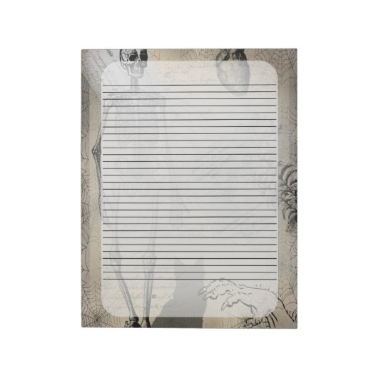 Halloween Skeleton en Black Cat  Ephemera Notitieblok (Linkerzijde)