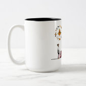 Halloween Skeleton en Pumpkins Tweekleurige Koffiemok (Links)