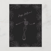 Halloween Skeleton en Spider Webs Feestdagenkaart (Voorkant)
