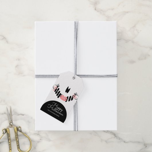 Halloween Skeleton Face Trick or treat Snoep Cadeaulabel (Met Touw)