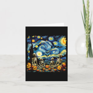Halloween Skeleton Familie Van Gogh Sterrennacht P Kaart