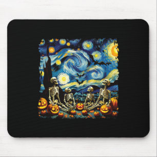 Halloween Skeleton Familie Van Gogh Sterrennacht P Muismat