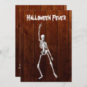 Halloween Skeleton Fever Invitation on Wood Kaart (Voorkant / Achterkant)