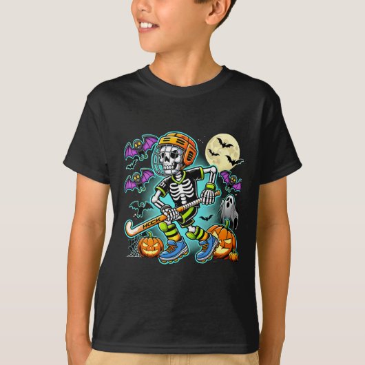 Halloween Skeleton Field Hockey  T-shirt (Voorkant)
