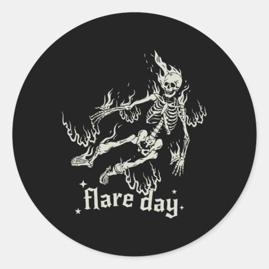 Halloween Skeleton Flare Day Fibromyalgie Endomete Ronde Sticker (Voorkant)