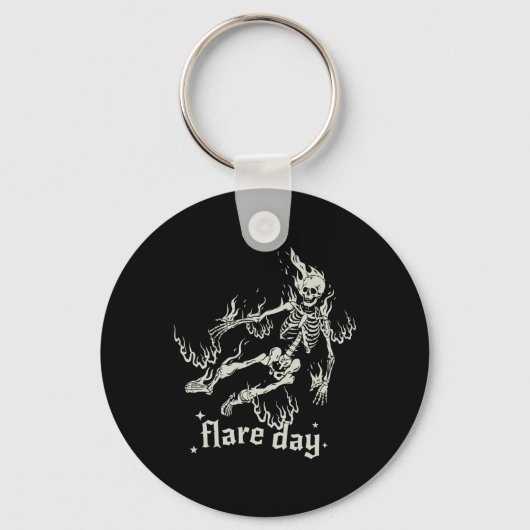Halloween Skeleton Flare Day Fibromyalgie Endomete Sleutelhanger (Voorkant)