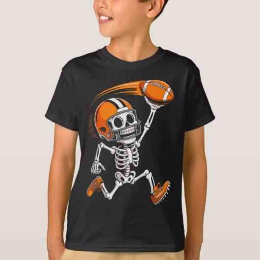 Halloween Skeleton Funny Football Shirt For Teens (Voorkant)