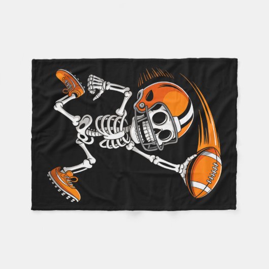 Halloween Skeleton Funny Football Shirt For Teens  Fleece Deken (Voorkant (Horizontaal))