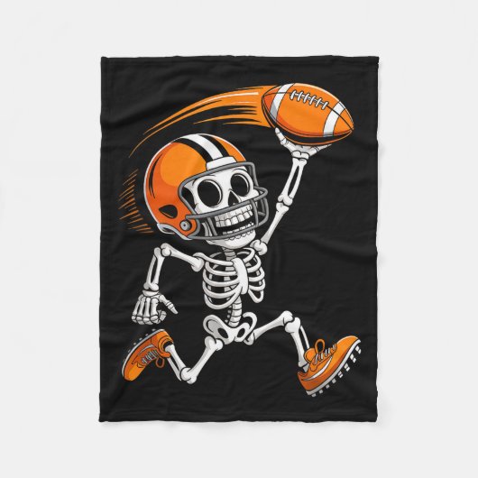 Halloween Skeleton Funny Football Shirt For Teens  Fleece Deken (Voorkant)
