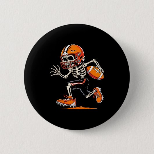 Halloween Skeleton Funny Football Shirt For Teens Ronde Button 5,7 Cm (Voorkant)