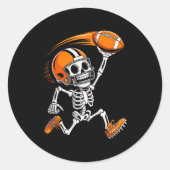 Halloween Skeleton Funny Football Shirt For Teens  Ronde Sticker (Voorkant)