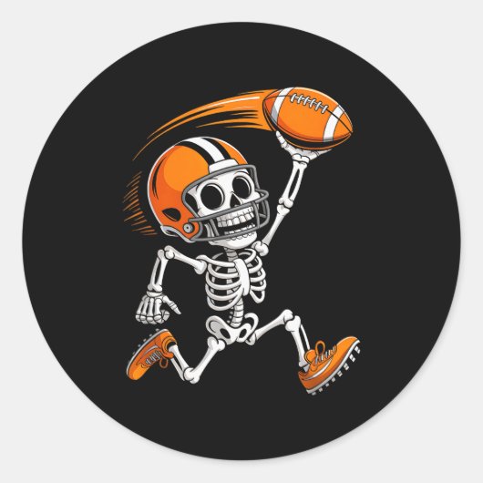 Halloween Skeleton Funny Football Shirt For Teens  Ronde Sticker (Voorkant)