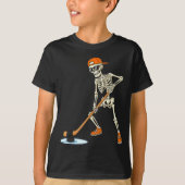 Halloween Skeleton Funny Hockey For Boys Teens Men T-shirt (Voorkant)
