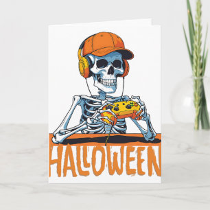 Halloween Skeleton Gamer Funny Video Gaming Boys M Kaart