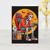 Halloween Skeleton Gamer Funny Video Gaming Hallow Kaart (Gele Bloem)