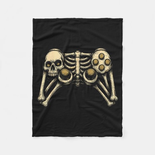 Halloween Skeleton Gamer Gaming Controller Costume Fleece Deken (Voorkant)