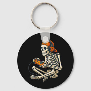 Halloween Skeleton Gamer Hoofdtelefoon Video Gamin Sleutelhanger