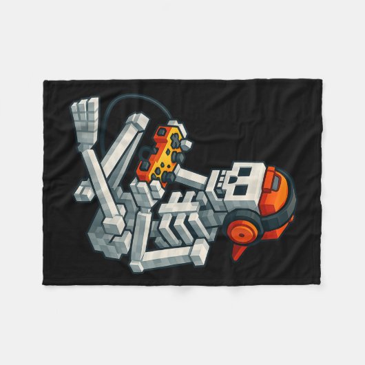 Halloween Skeleton Gamer Pixel Video Gaming Boys M Fleece Deken (Voorkant (Horizontaal))