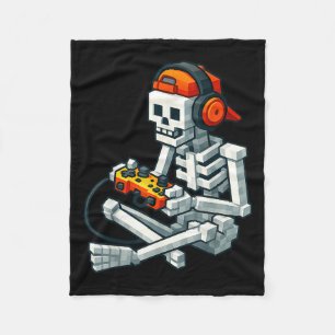 Halloween Skeleton Gamer Pixel Video Gaming Boys M Fleece Deken