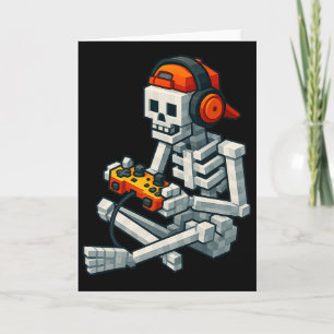 Halloween Skeleton Gamer Pixel Video Gaming Boys M Kaart