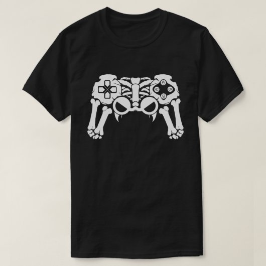 Halloween Skeleton Gamer Video Game Controller T-shirt (Design voorkant)