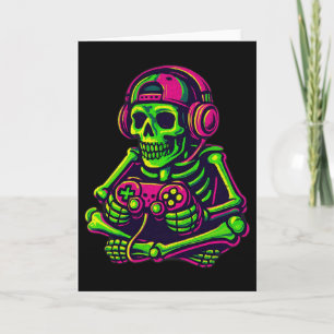 Halloween Skeleton Gamer Video Gaming Boys Man Kin Kaart