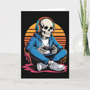 Halloween Skeleton Gamer Video Gaming Boys Man Kin Kaart