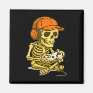 Halloween Skeleton Gamer Video Gaming Boys Man Kin Magneet