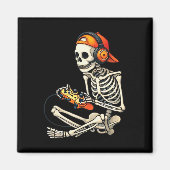 Halloween Skeleton Gamer Video Gaming Boys Man Kin Magneet (Voorkant)